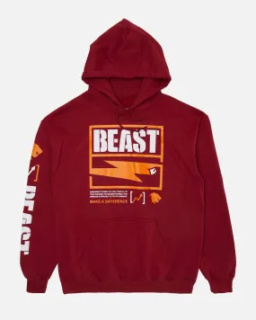 'Stencil Beast' Pullover Hoodie - Maroon