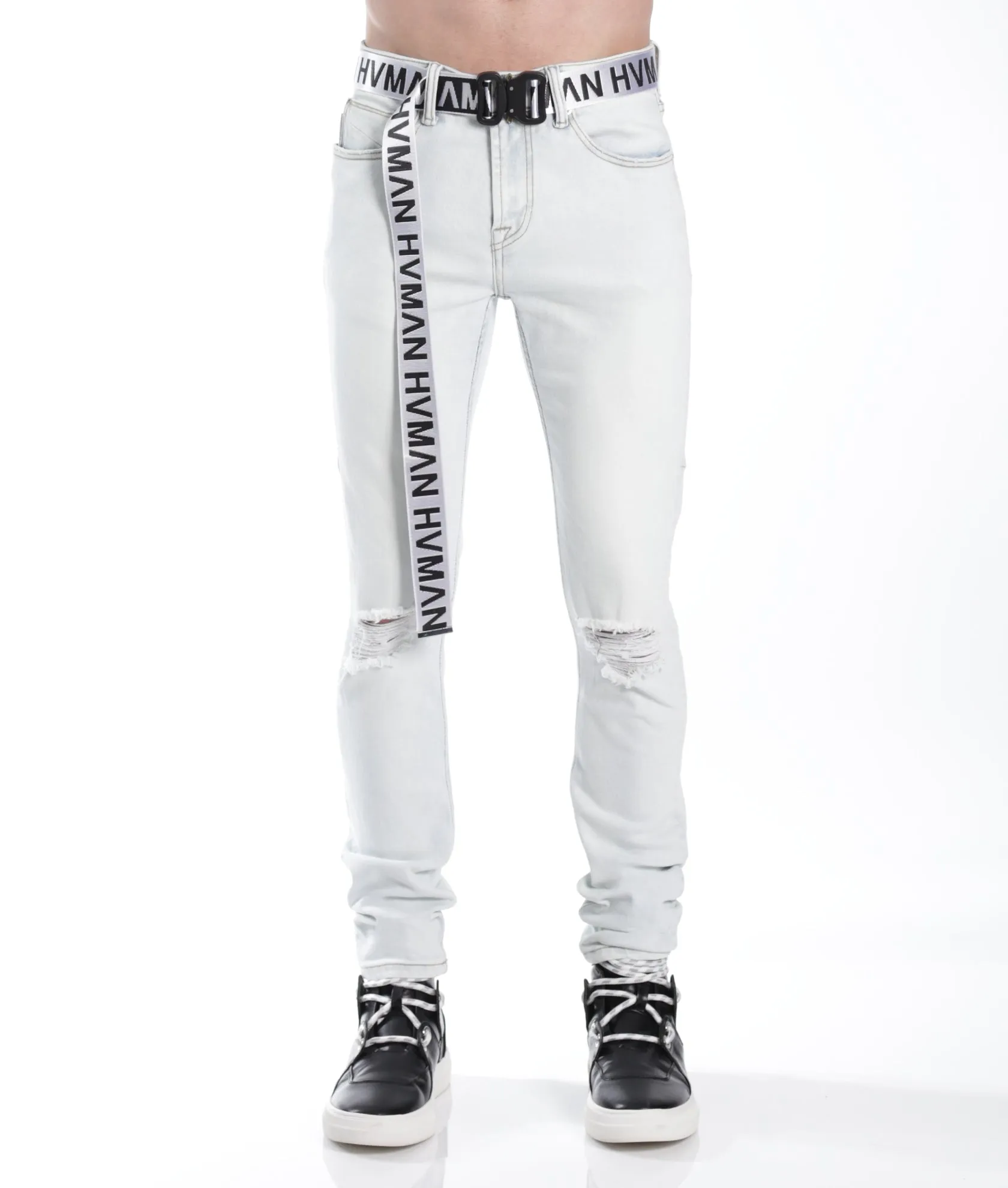 STRAT SUPER SKINNY FIT JEAN w/WHITE BELT IN ZEPHYR