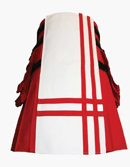 Stylish utility kilt in red and white with two tones