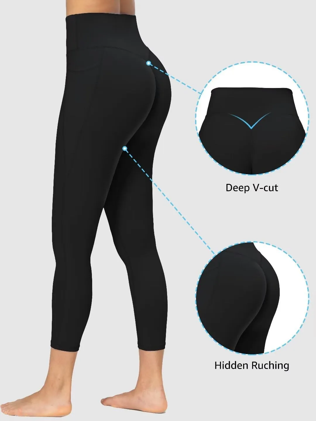 Sunzel Sunzfly Invisible Butt Scrunch Capri Leggings with Pockets for Women