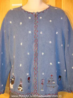 Tacky Christmas Sweater with Snowy WInter Decorations (f1235)