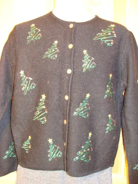 Tacky Ugly Christmas Sweater with Trees on Front and Back (f471)