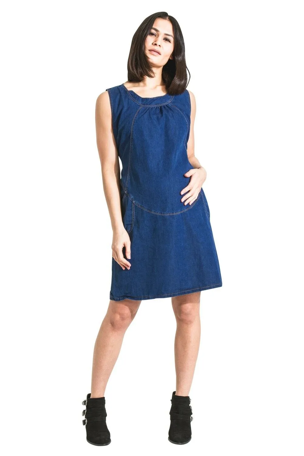 TAMSIN Sleeveless Denim Maternity Dress - Size 12