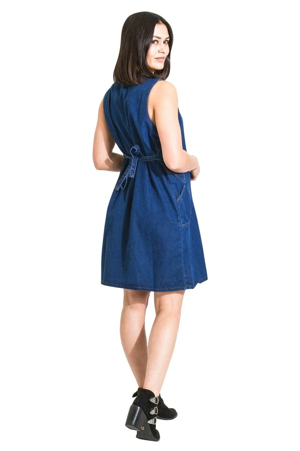 TAMSIN Sleeveless Denim Maternity Dress - Size 12