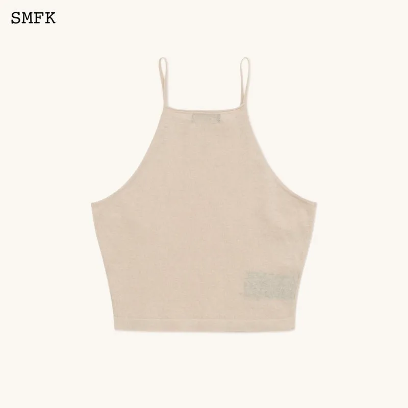 Temple Traditional Plain Knitted Sling Vest Top Linen