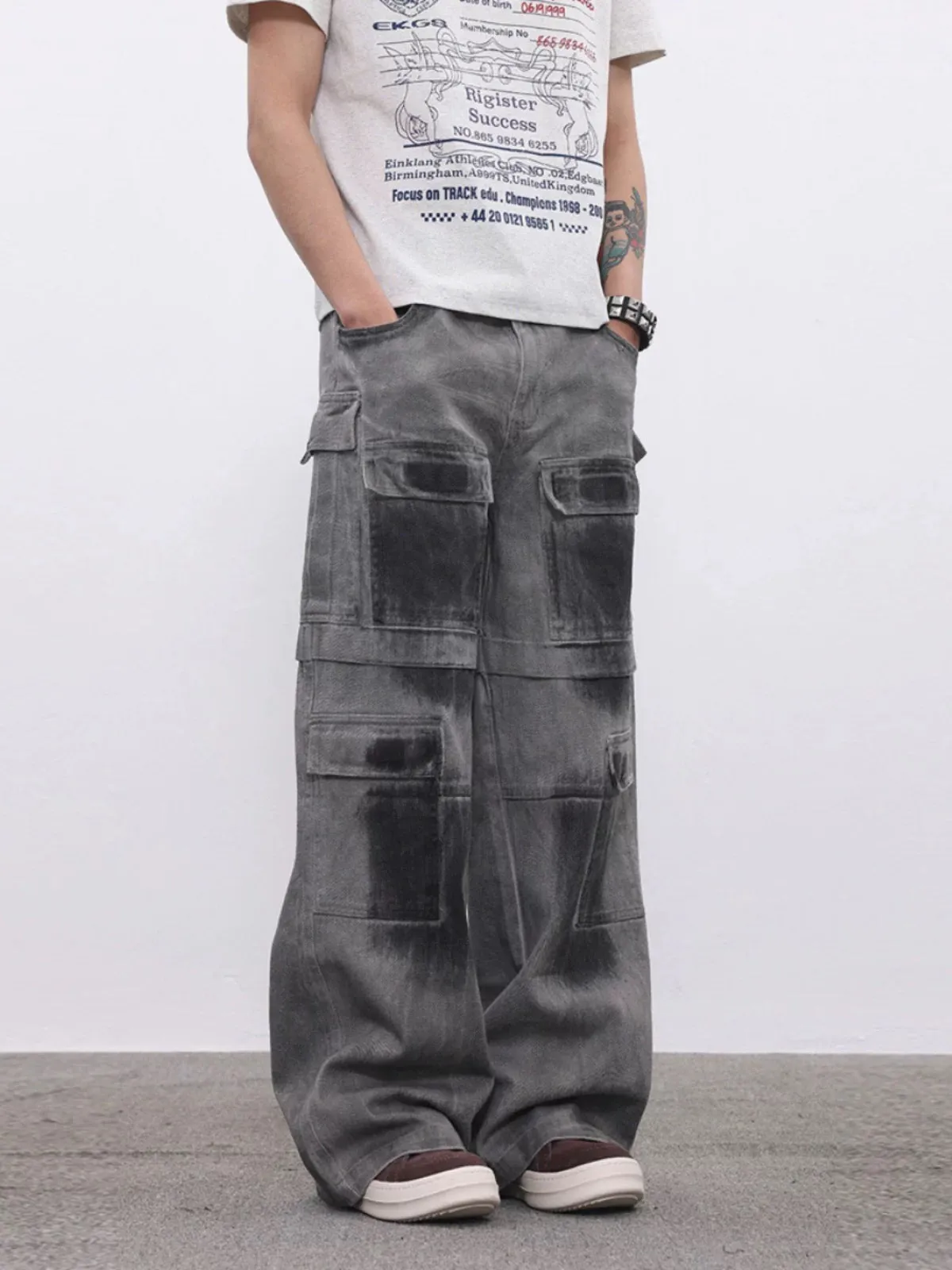 Thesupermade High Street Hip Hop Distressed Washed Work Jeans