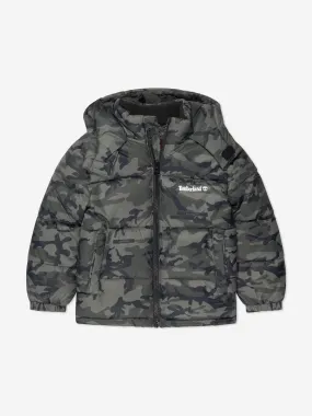 Timberland Boys Camouflage Puffer Jacket in Green