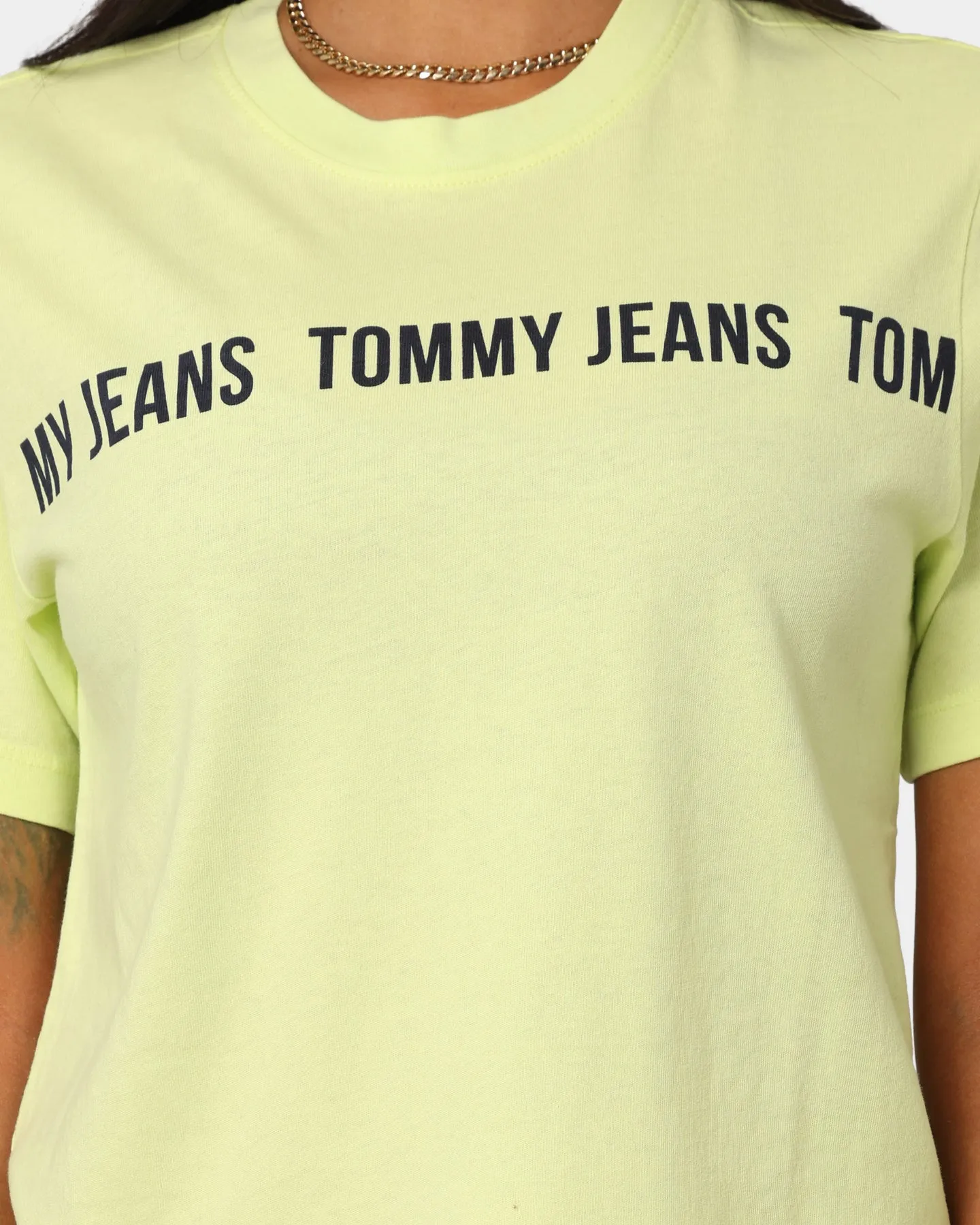 Tommy Jeans Women's Logo Tape Crop T-Shirt Faded Lime