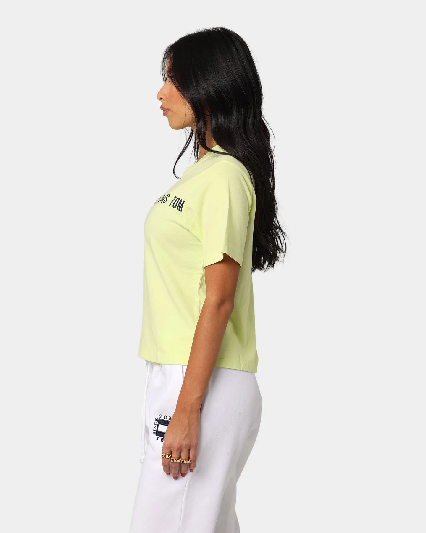 Tommy Jeans Women's Logo Tape Crop T-Shirt Faded Lime