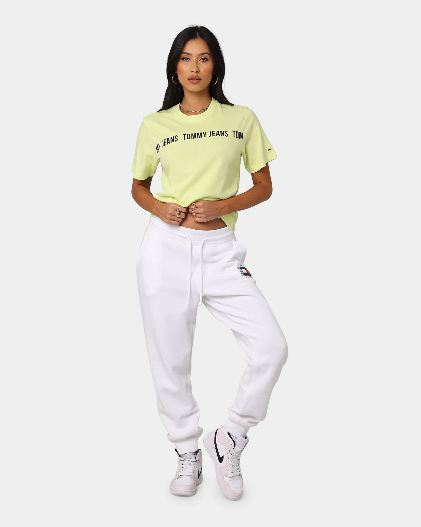 Tommy Jeans Women's Logo Tape Crop T-Shirt Faded Lime