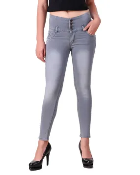 Trendy Grey Denim Jeans For Women's