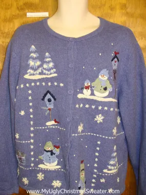 Ugly Blue 2sided Winter Theme Festive Xmas Sweater