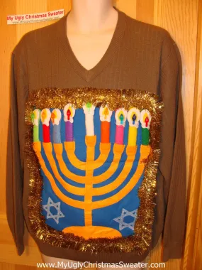 Ugly Christmas Sweater Party Hanukkah Sweater (j108)