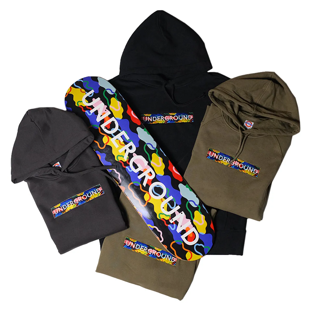 Underground Cloud Camo Box Logo Hoodie - Charcoal