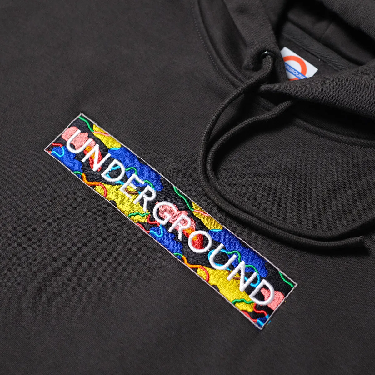 Underground Cloud Camo Box Logo Hoodie - Charcoal