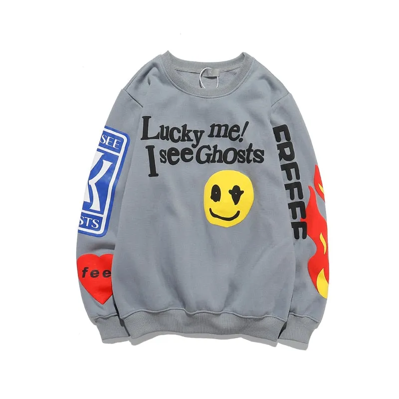 Unisex Retro Flame Print Hoodie Sweatshirt. Pullover