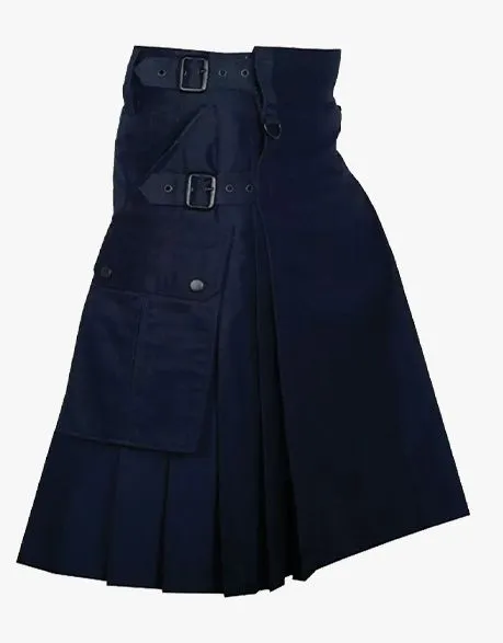 UTILITY KILT IN NAVY BLUE WITH SLANT POCKET