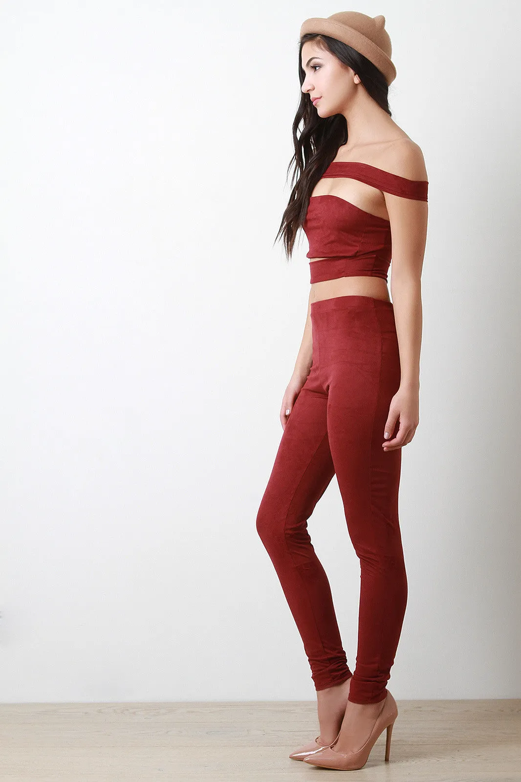 Vegan Suede High Waist Leggings