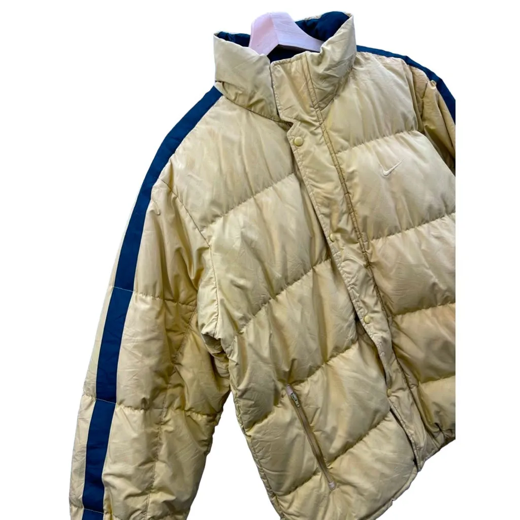 Vintage 2000's Nike Quilted Camel Tonal Swoosh Down Puffer Jacket