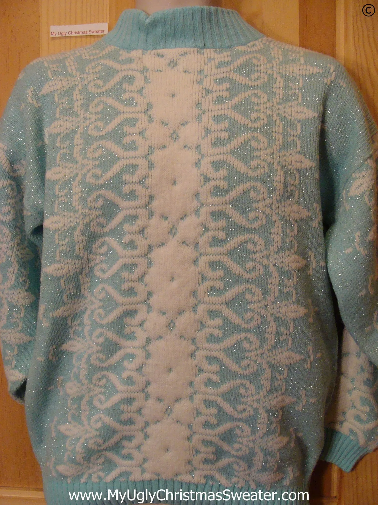 Vintage Baby Blue Tacky Ski Christmas Sweater