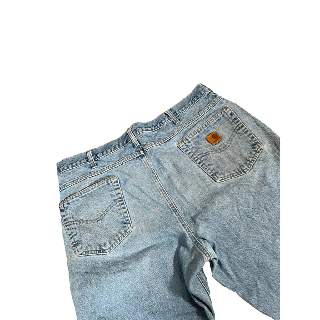 Vintage Carhartt Distressed Light Blue Denim Jeans 40x34