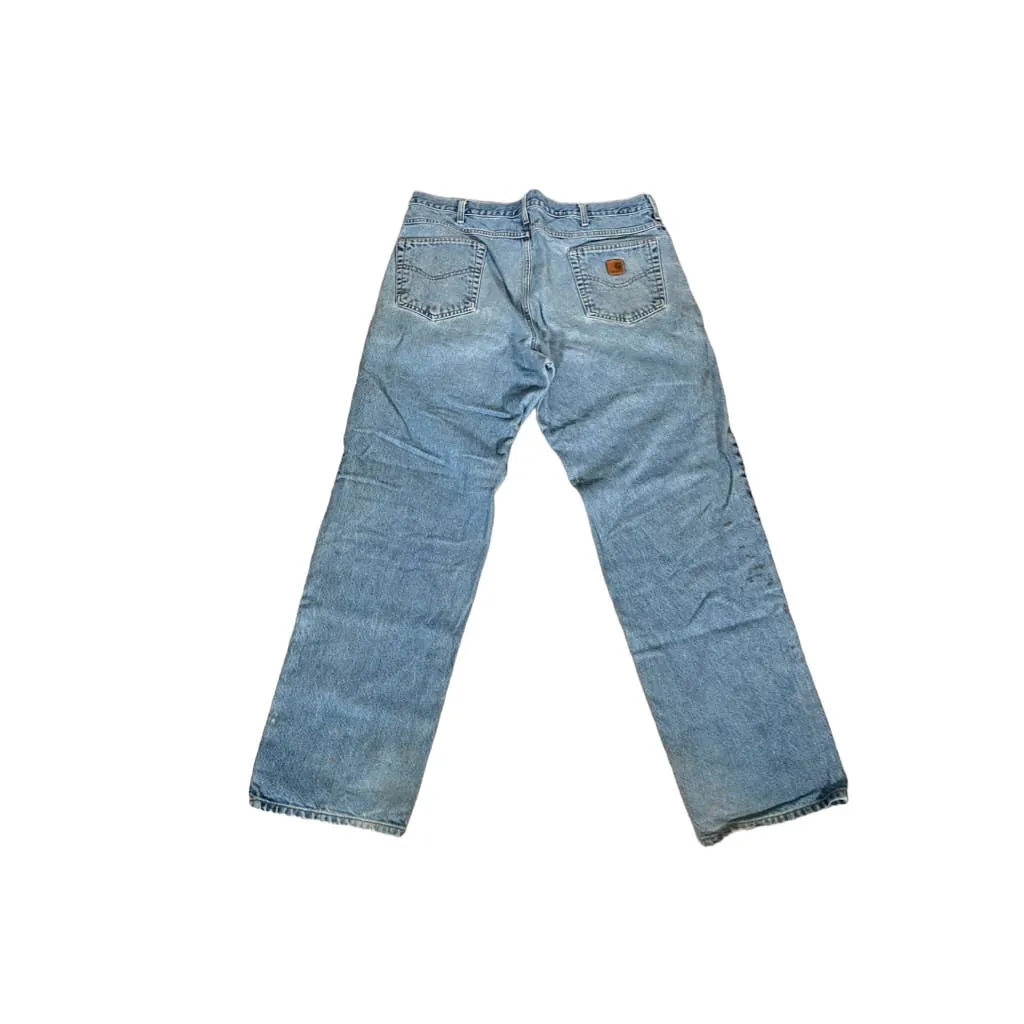 Vintage Carhartt Distressed Light Blue Denim Jeans 40x34