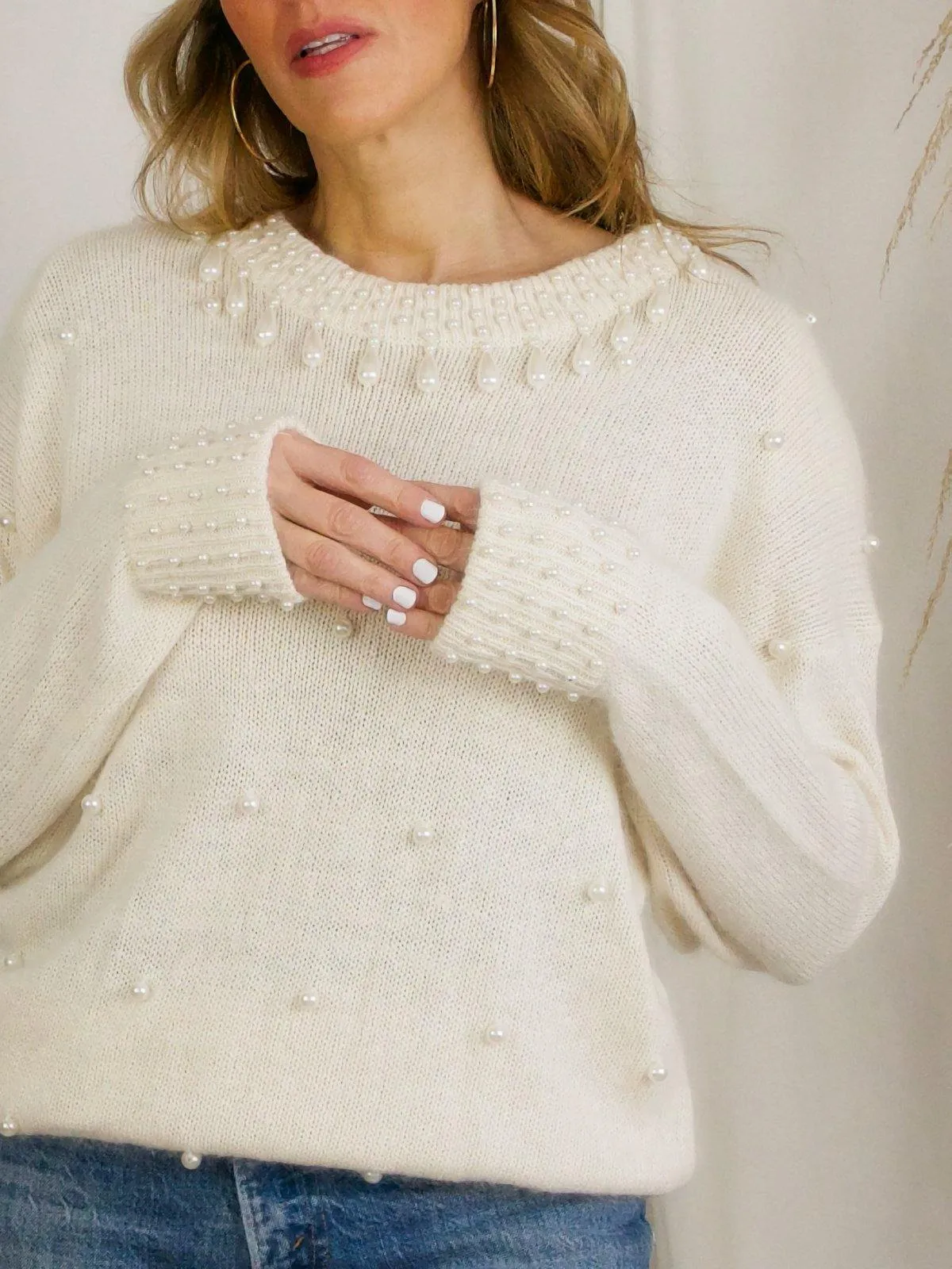 Vintage Pearl Teardrop Sweater