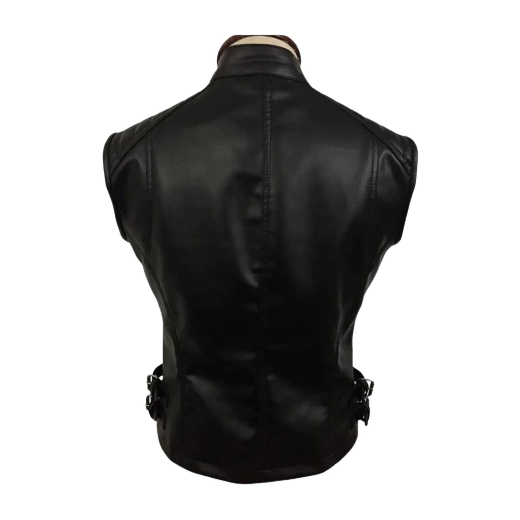 Women Motorcycle Vest - Black Leather Biker Vest