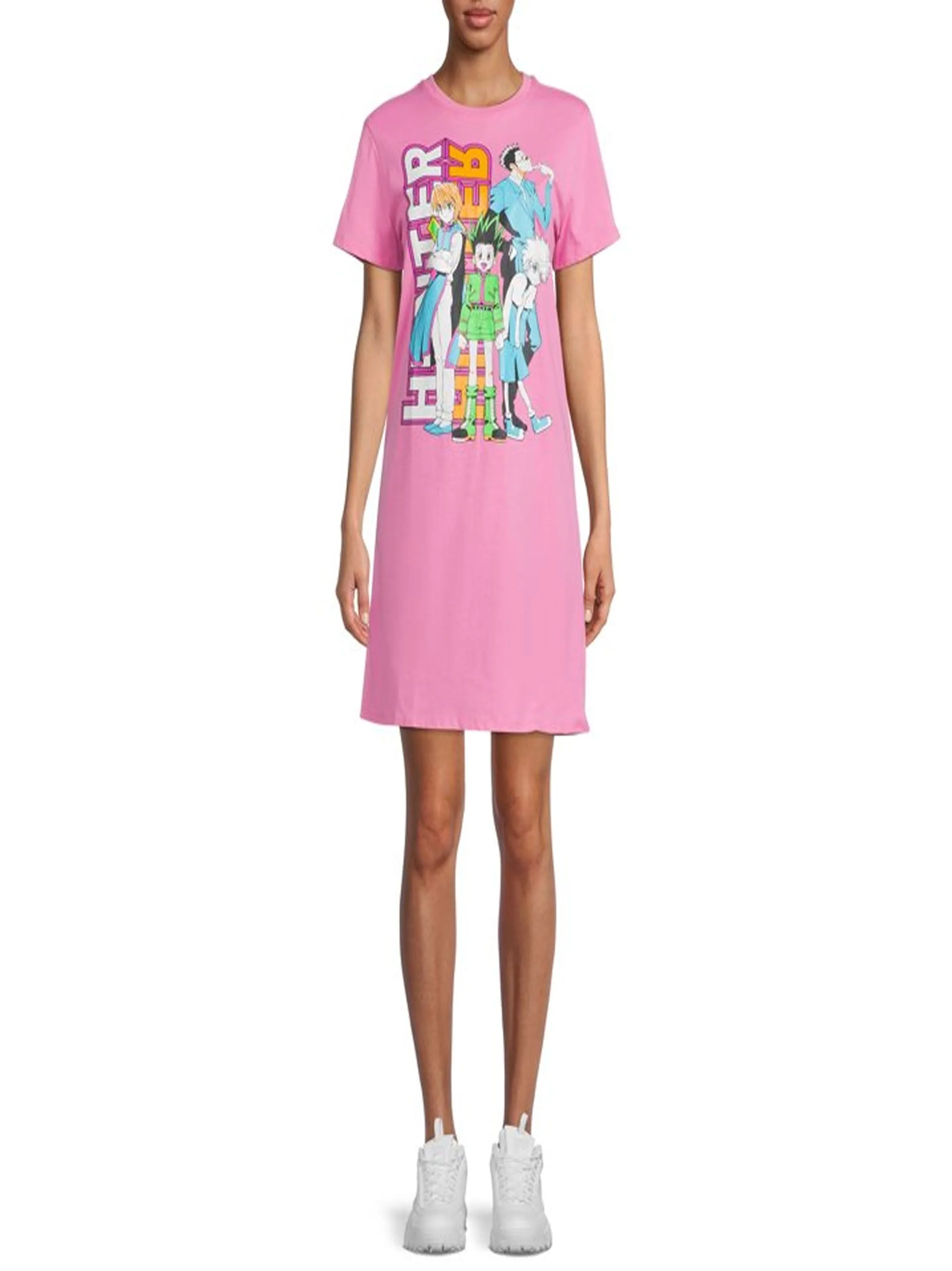 Women s Juniors Short Sleeve Graphic T-Shirt Dress,Pink