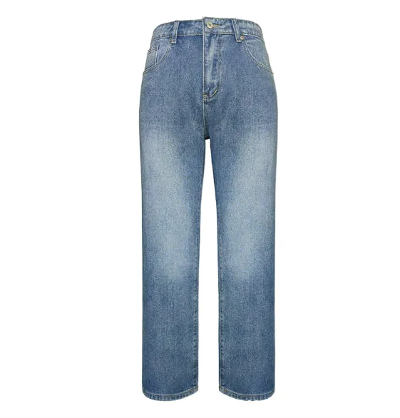 Women's denim pants with wide legs