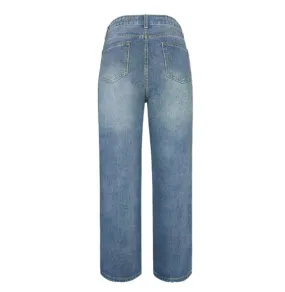 Women's denim pants with wide legs