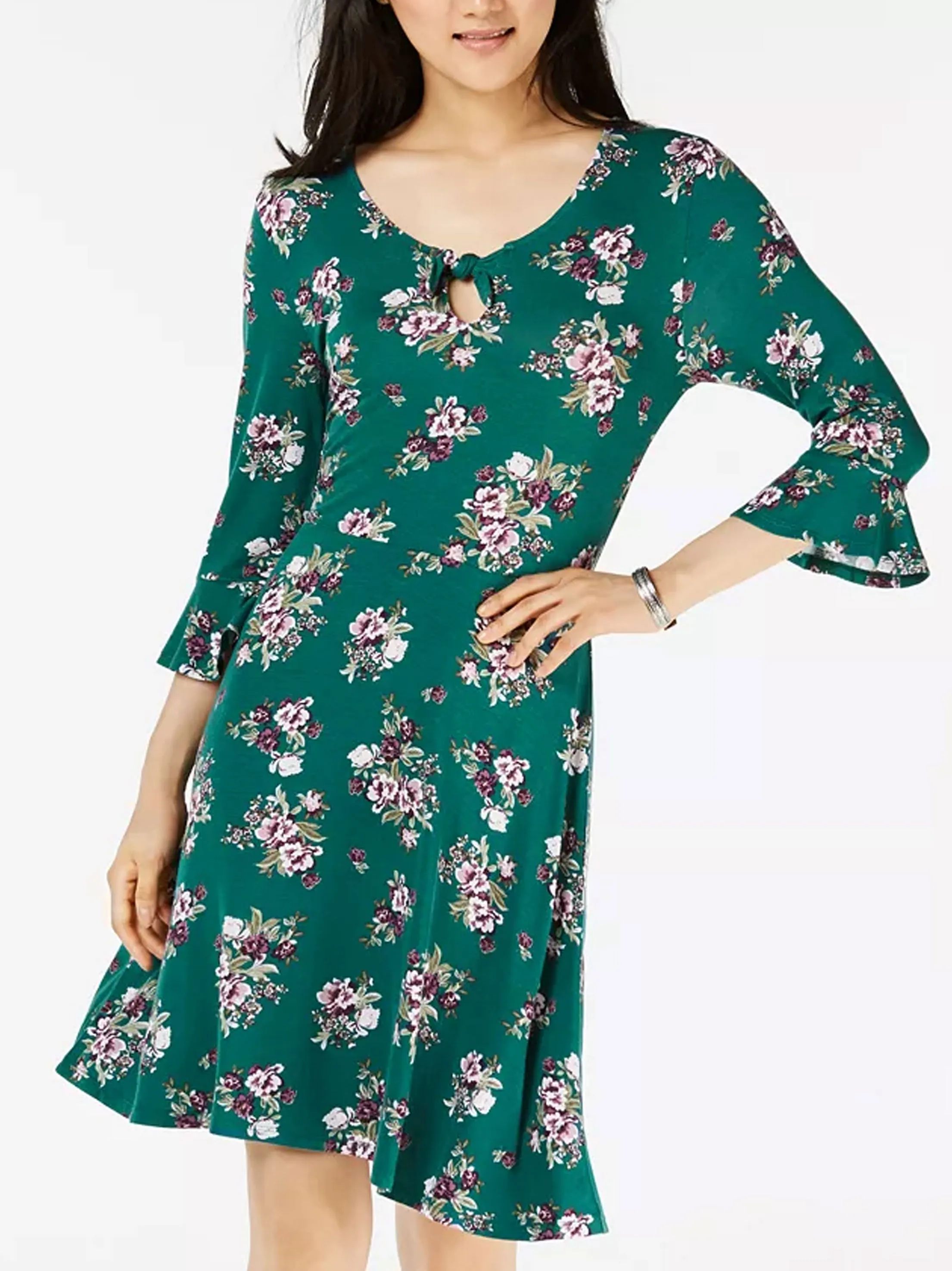 Women's Floral Printed Dress,Green