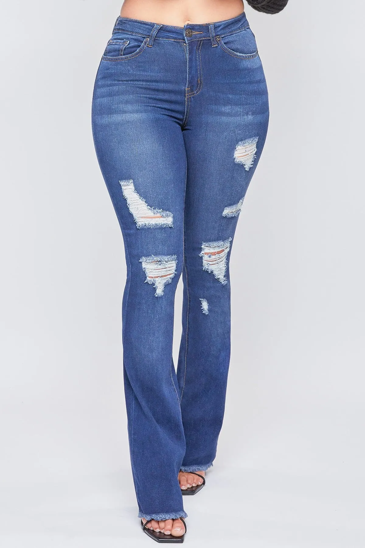 Women's Fray Hem Flare Jeans