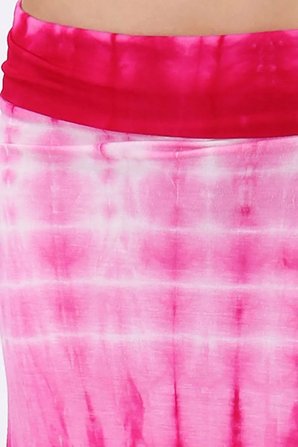 Womens Fuchsia Funky Tie Dye Foldable Waist Maxi Knit Skirt