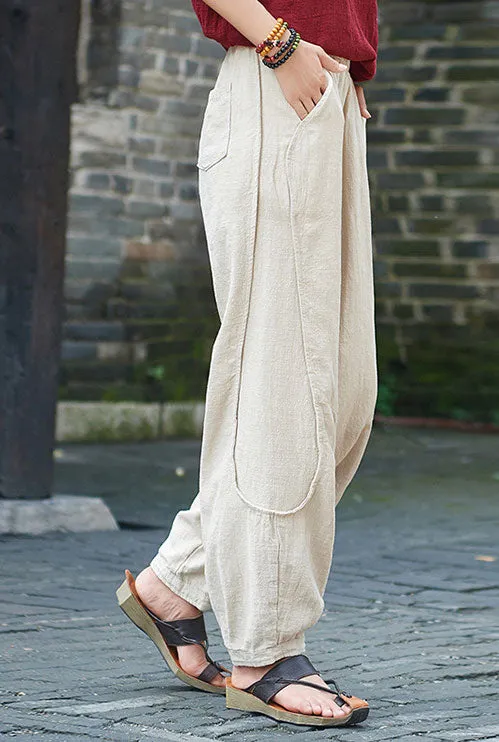 Women's long loose linen pants suitable spring and autumn J098