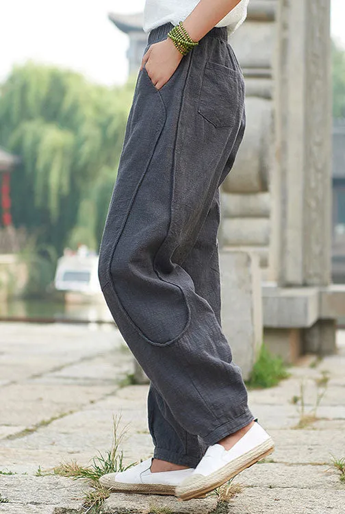 Women's long loose linen pants suitable spring and autumn J098