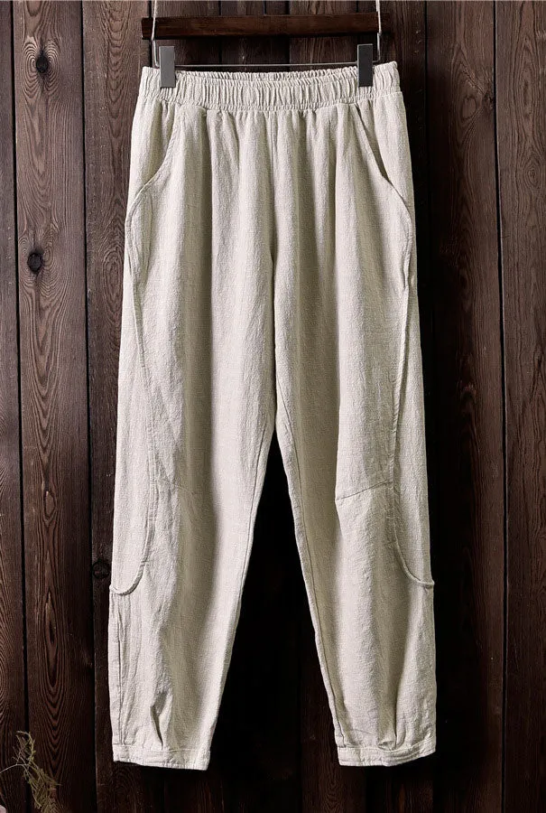 Women's long loose linen pants suitable spring and autumn J098