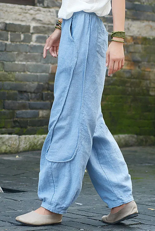 Women's long loose linen pants suitable spring and autumn J098