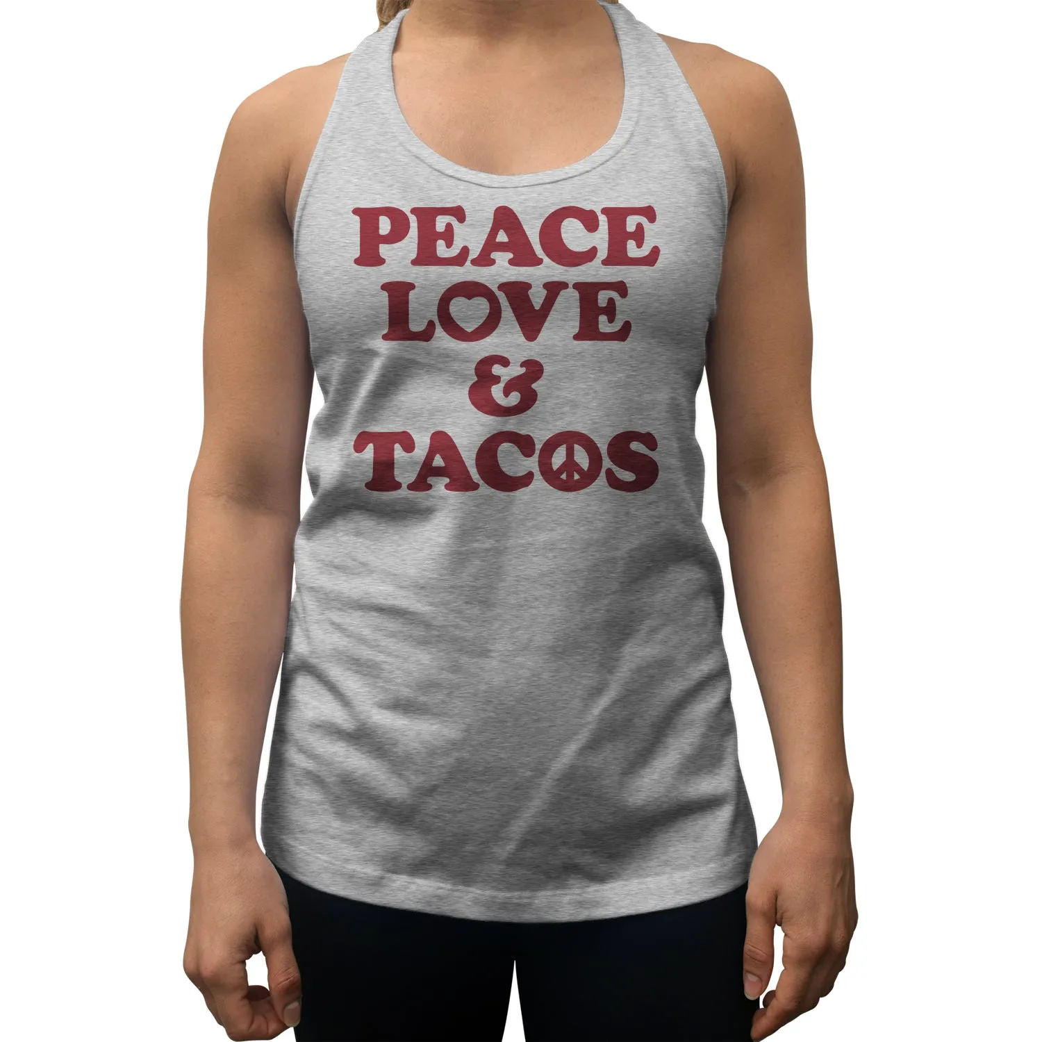 Women's Peace Love and Tacos Racerback Tank Top