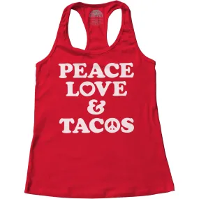 Women's Peace Love and Tacos Racerback Tank Top