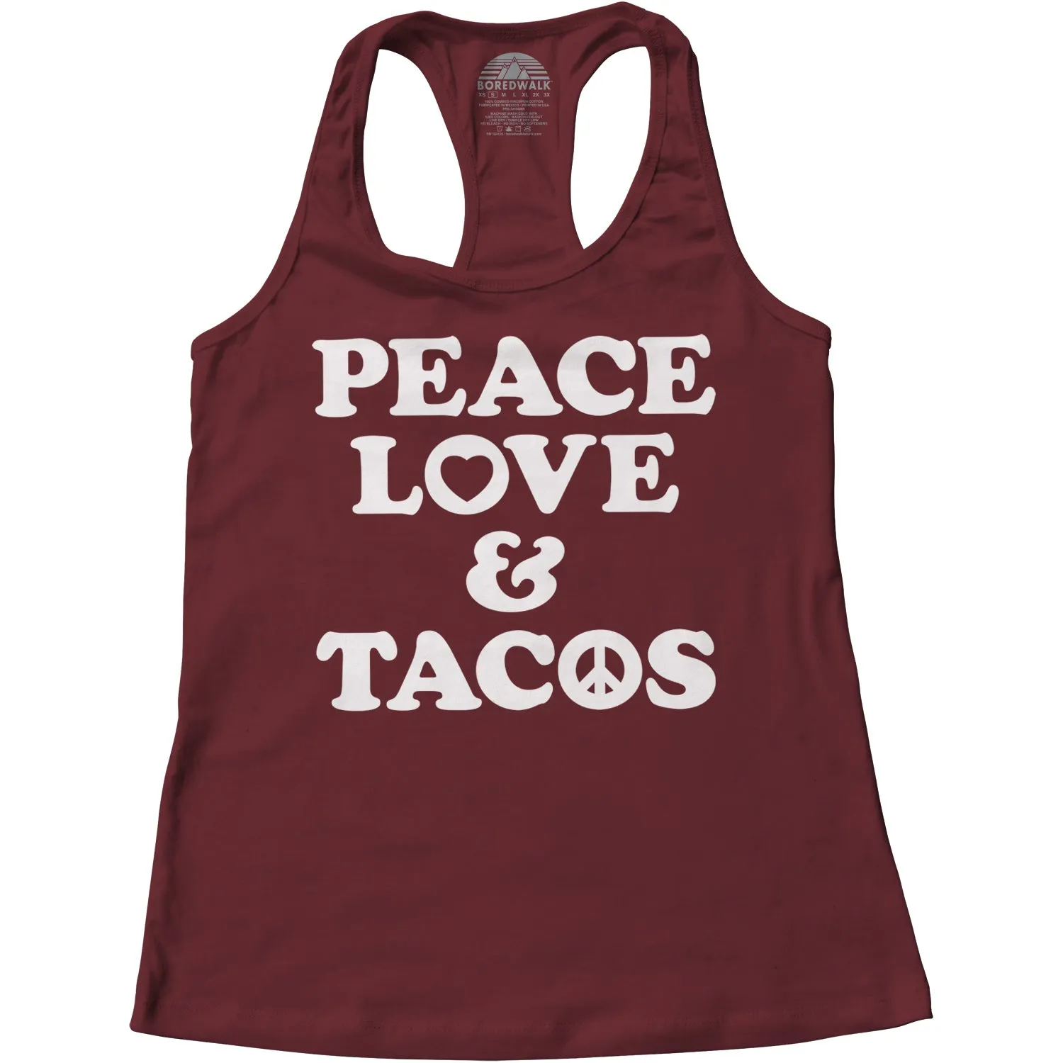 Women's Peace Love and Tacos Racerback Tank Top