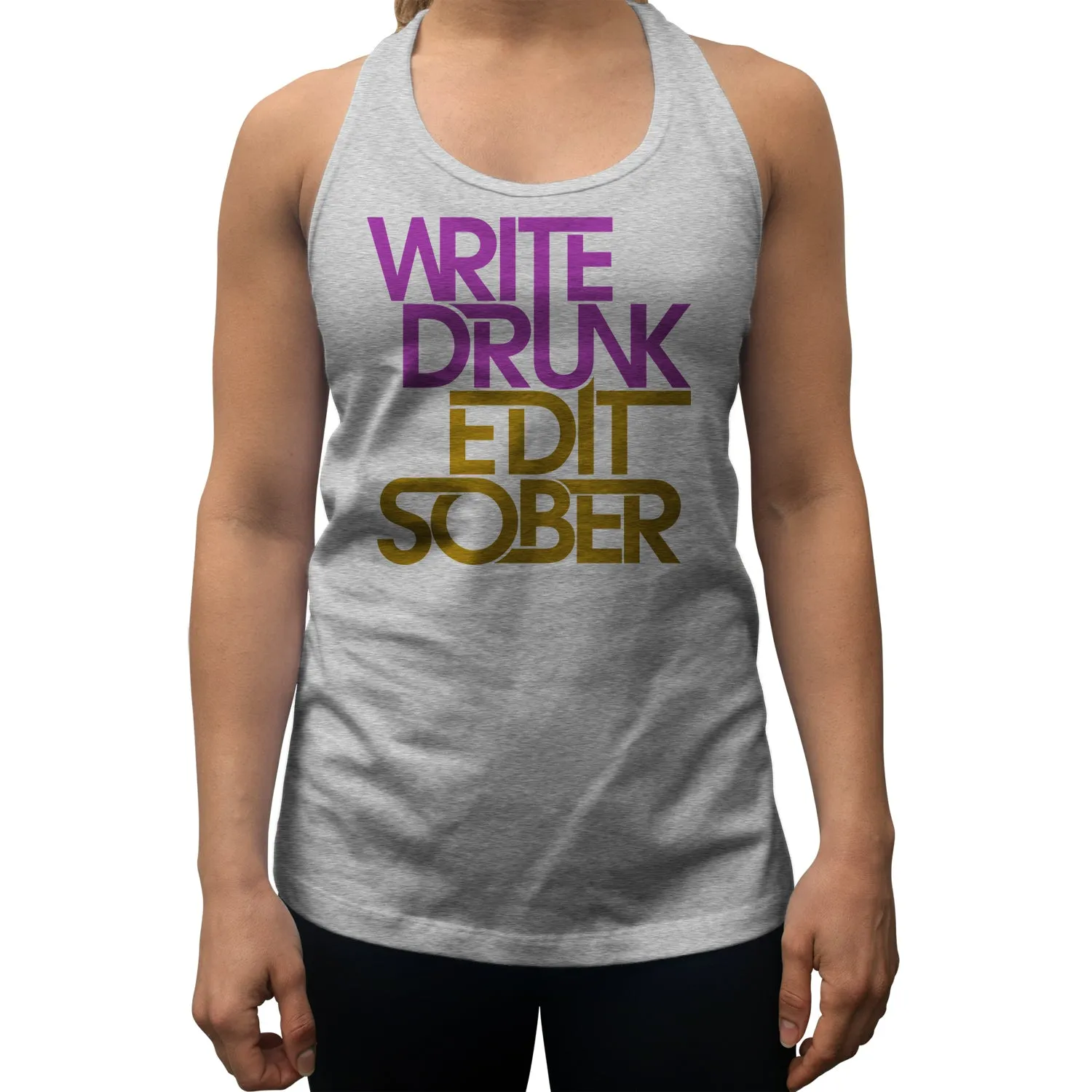 Women's Write Drunk Edit Sober Racerback Tank Top