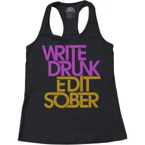 Women's Write Drunk Edit Sober Racerback Tank Top