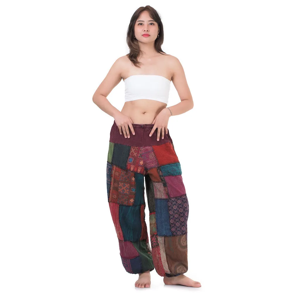 Women’s Zen Burgundy Patchwork Harem Pants