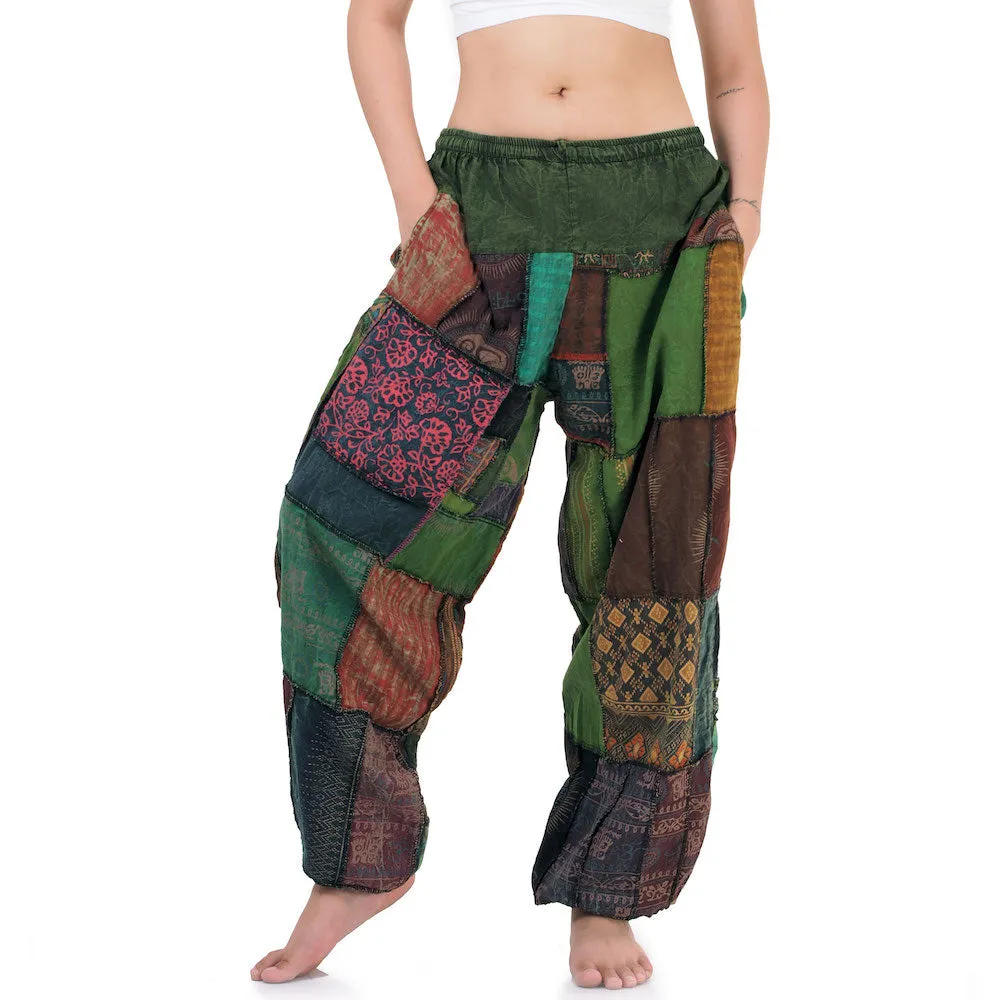 Women’s Zen Burgundy Patchwork Harem Pants