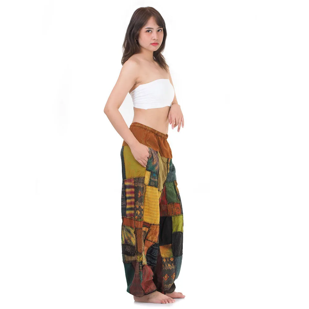 Women’s Zen Burgundy Patchwork Harem Pants