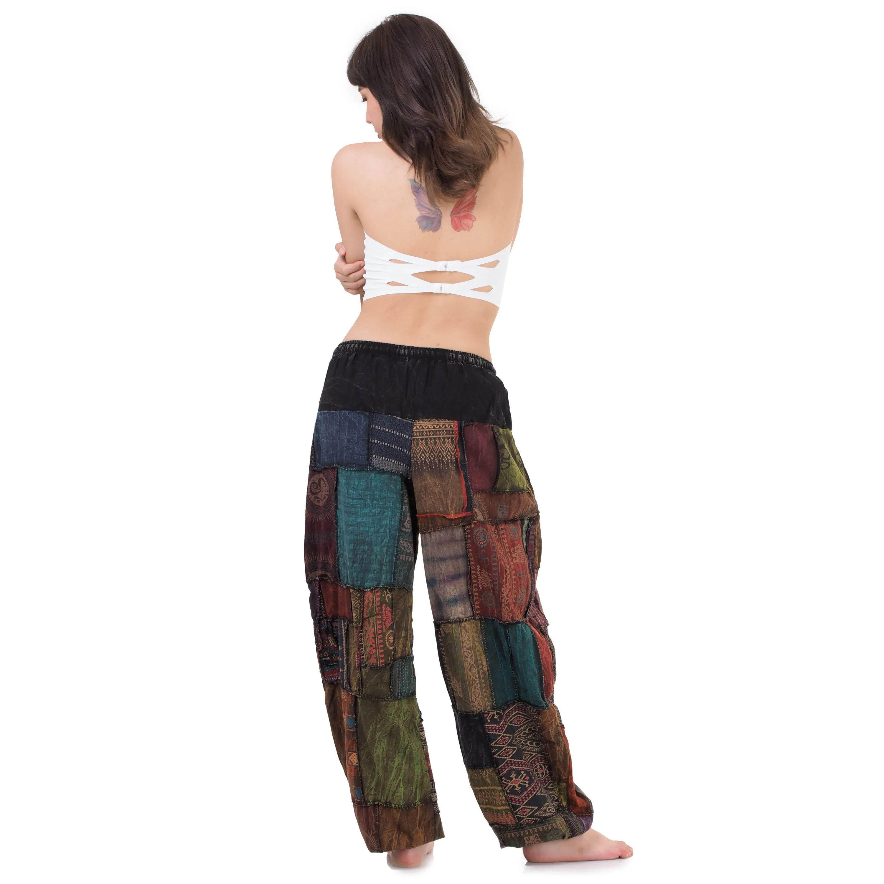 Women’s Zen Burgundy Patchwork Harem Pants