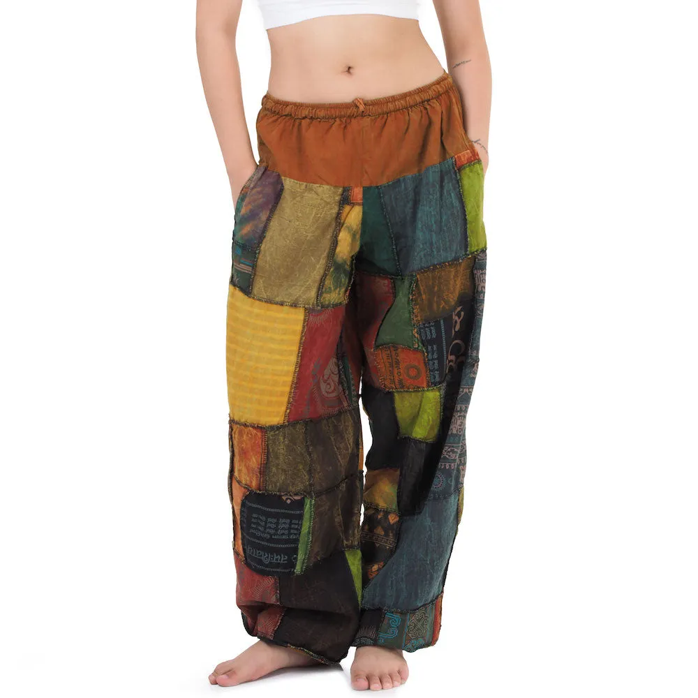 Women’s Zen Burgundy Patchwork Harem Pants