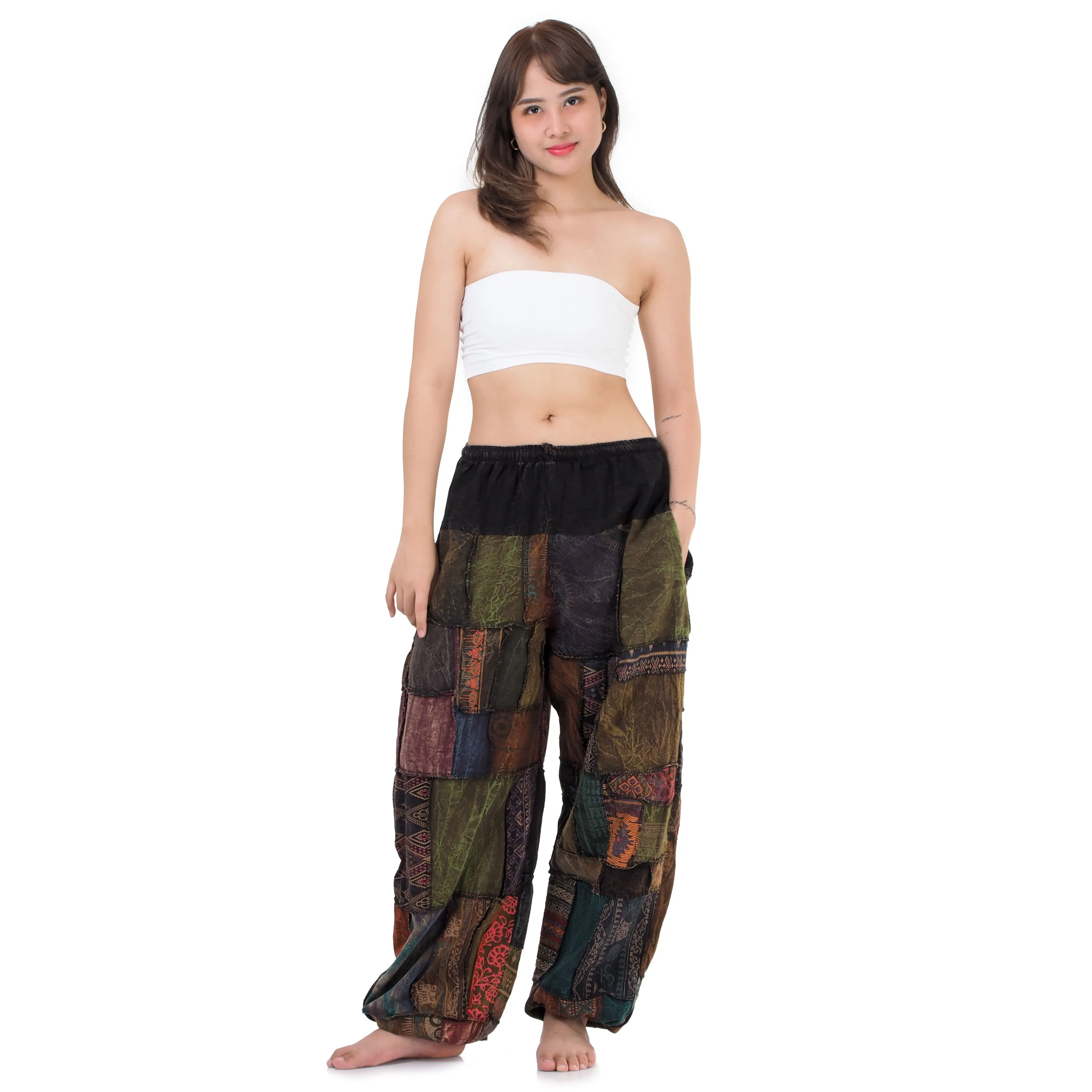 Women’s Zen Burgundy Patchwork Harem Pants