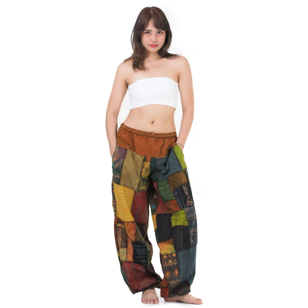 Women’s Zen Burgundy Patchwork Harem Pants